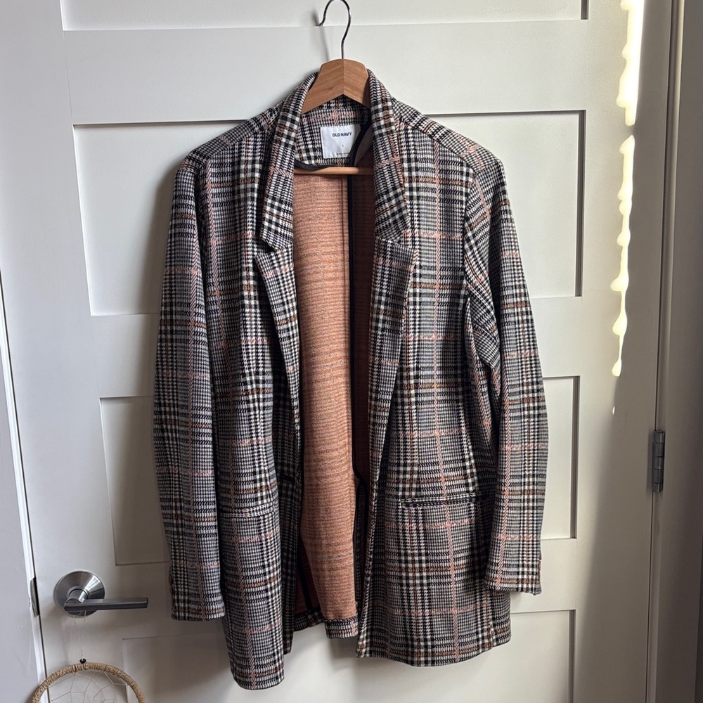 Old Navy Black and Brown Plaid Blazer